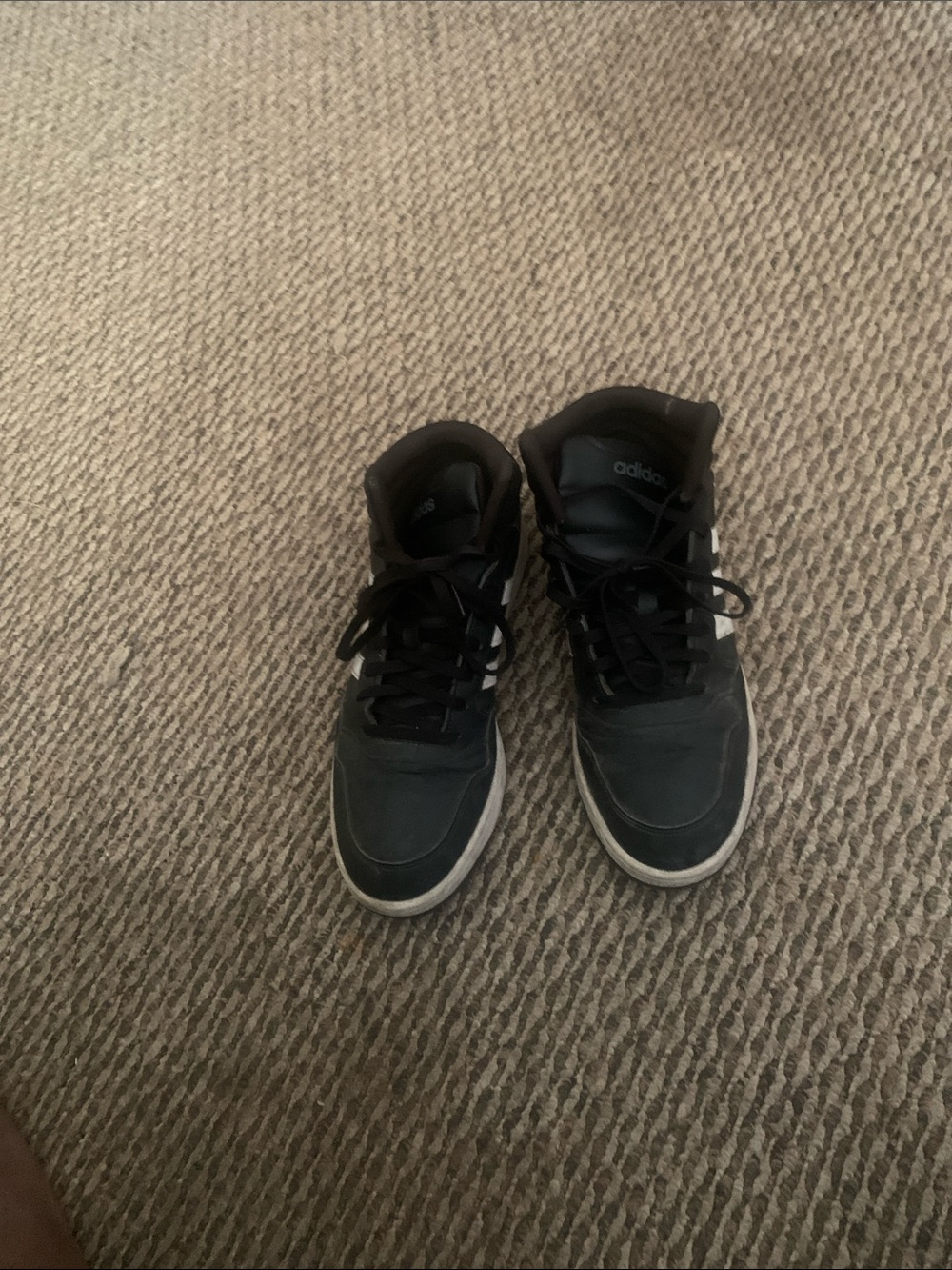 adidas Black and White High-Top Sneakers with Lace-Up Design